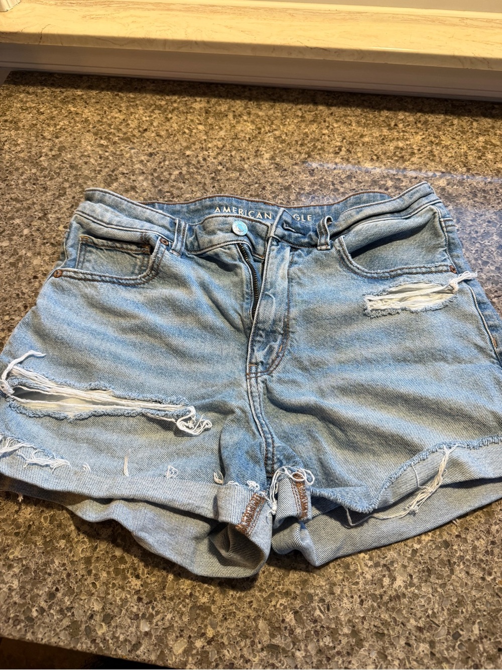 American Eagle Outfitters Light Wash Distressed Denim Shorts